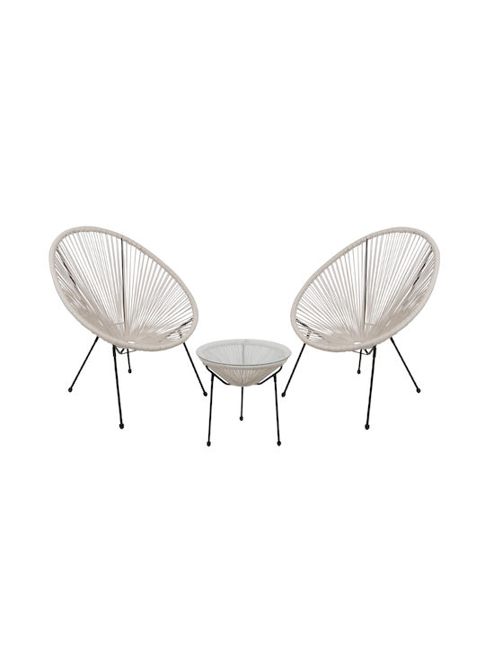 Set Dining for Small Outdoor Spaces Acapulco White 3pcs