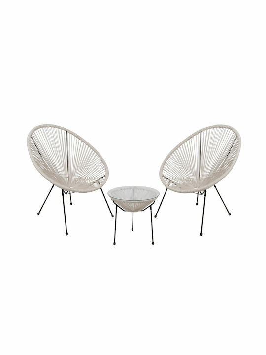 Set Dining for Small Outdoor Spaces Acapulco White 3pcs