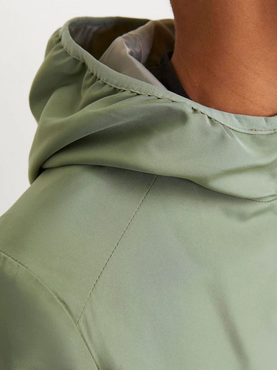 Waterproof Kids' Casual Jacket Short Windproof with Lining & Hood Oil Green