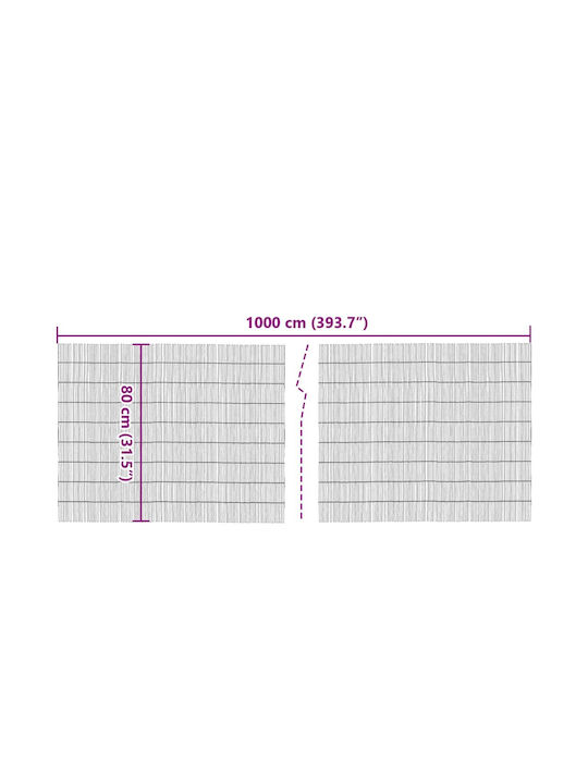 vidaXL Bamboo Fencing with Whole Reed Bamboo 80x1000cm