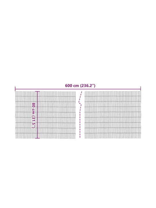 vidaXL Bamboo Fencing with Whole Reed Bamboo 80x600cm