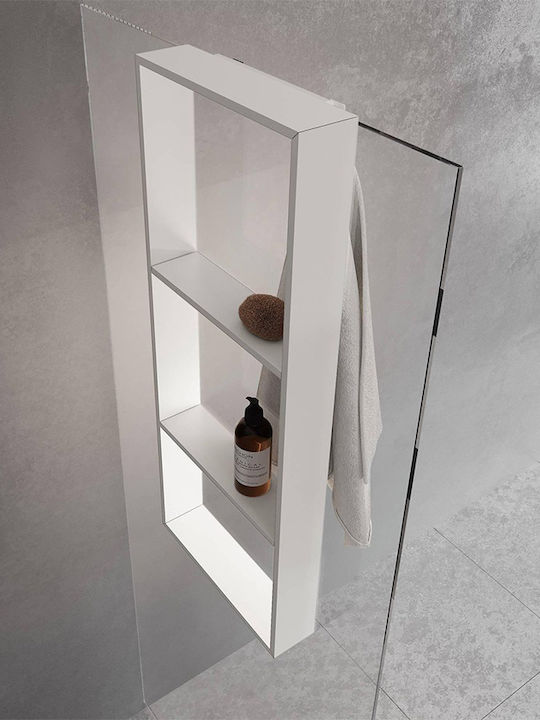 Novellini R90AKFPO3590-U Wall Mounted Bathroom Shelf Metallic with 3 Shelves 35x10x90cm