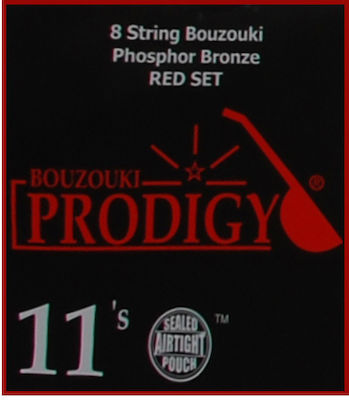 Prodigy Set of Phosphor Bronze Strings for Bouzouki Red 8 String Bouzouki 11 - 28"