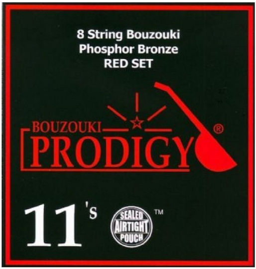 Prodigy Set of Phosphor Bronze Strings for Bouzouki Red 8 String Bouzouki 11 - 28"