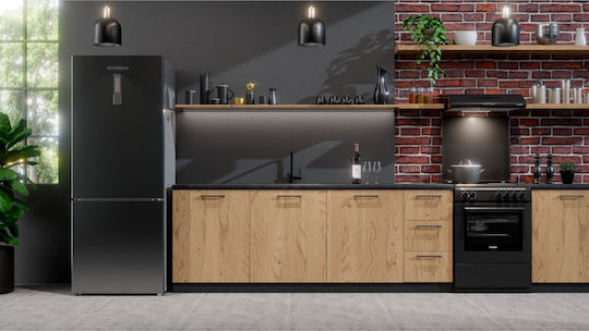 Hyundai Fridge-Freezer 442lt Total NoFrost H185xW70.3xD70.3cm Dark Inox HRC23-4722DXWDG/NF