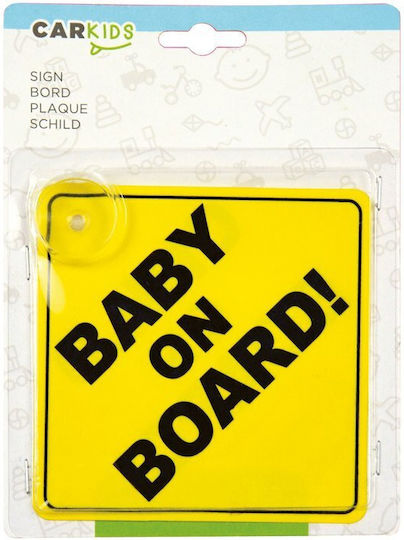 Carkids Σήμα Baby on Board με Βεντούζα Κίτρινο