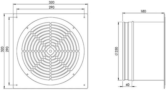 Europlast Επιτοίχιος Εξαεριστήρας 250mm Λευκός