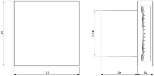 Europlast Επιτοίχιος Εξαεριστήρας Μπάνιου 150mm Ανθρακί