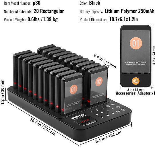 Wireless Ready Order Notification System for Restaurants 998 Channels 20 Devices Vevor Dcpqcqdrcpfx0k4qav2