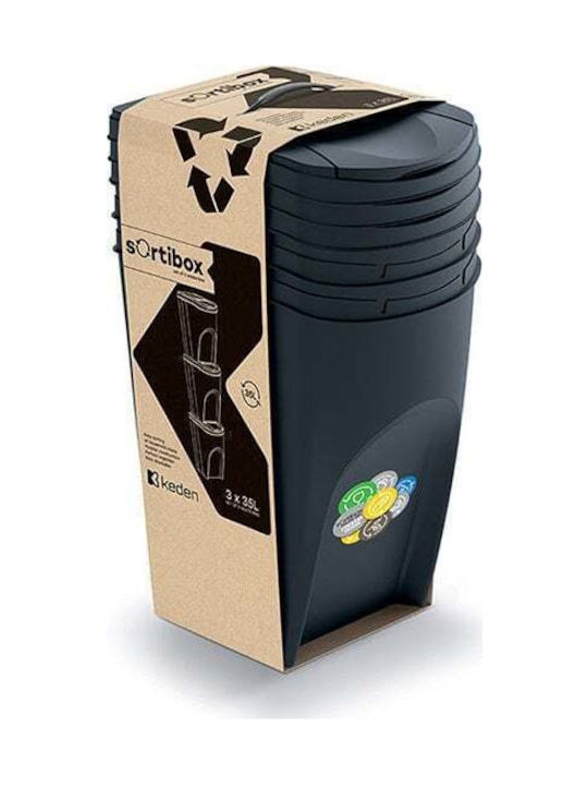 Prosperplast Waste Bin Recycling Plastic Black 35cm 1pcs