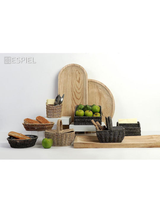 24home.gr Wicker Bread Box Gray 27x20x7cm