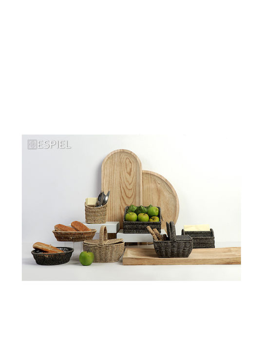 24home.gr Wicker Bread Box Gray 22x22x6cm