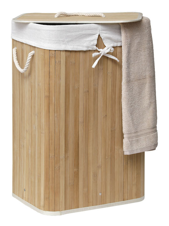 Aria Trade 8709195 Collapsible Bamboo Laundry Basket with Lid 60x60x60cm Brown