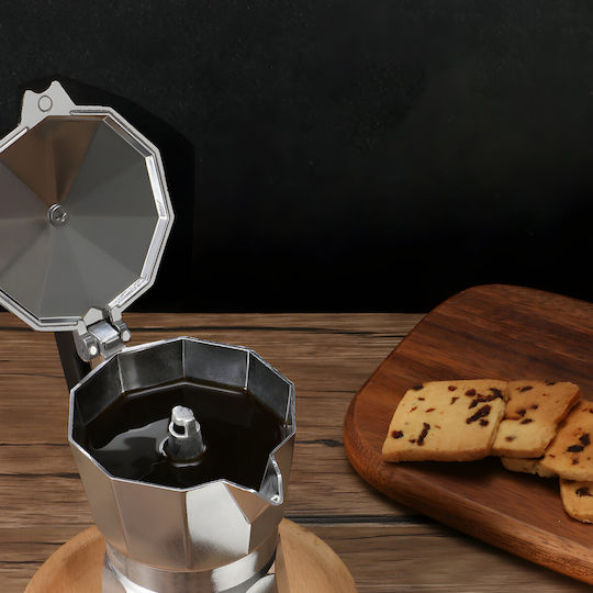 Silver Stovetop Espresso Pot for 6Cups Silver
