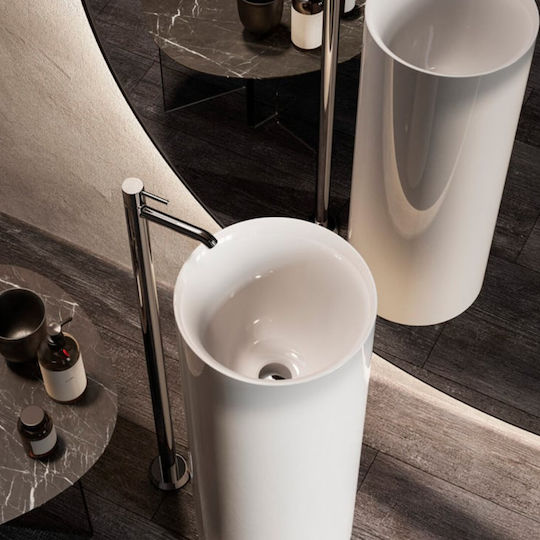 Rak Ceramics Petit Round Standwaschbecken Porzellan 36x36x90cm Weiß