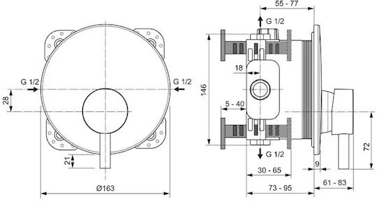 Ideal Standard Ceraline Built-in Faucet Set for Shower 1 Exit Bronze