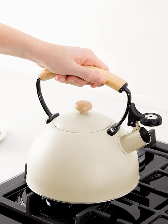 Navaris Whistling Kettle Βραστήρας Ανοξείδωτος σε Μπεζ Χρώμα 2500ml