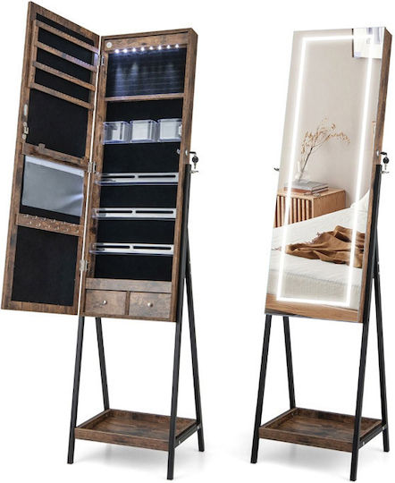 Costway Καθρέπτης με Καφέ Μεταλλικό Πλαίσιο 160x41cm