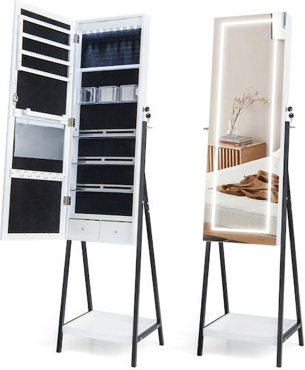 Costway Oglindă De Podea Cu Cadru Metalic Alb 160x41cm