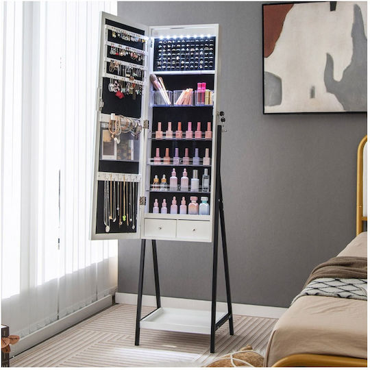 Costway Oglindă De Podea Cu Cadru Metalic Alb 160x41cm