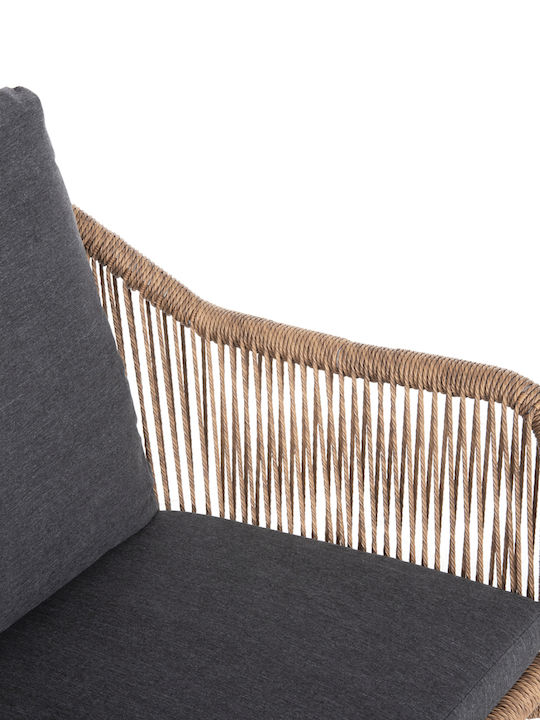 Baffin Διθέσιος Καναπές Εξωτερικού Χώρου Rattan με Μαξιλάρια 129x70x77cm