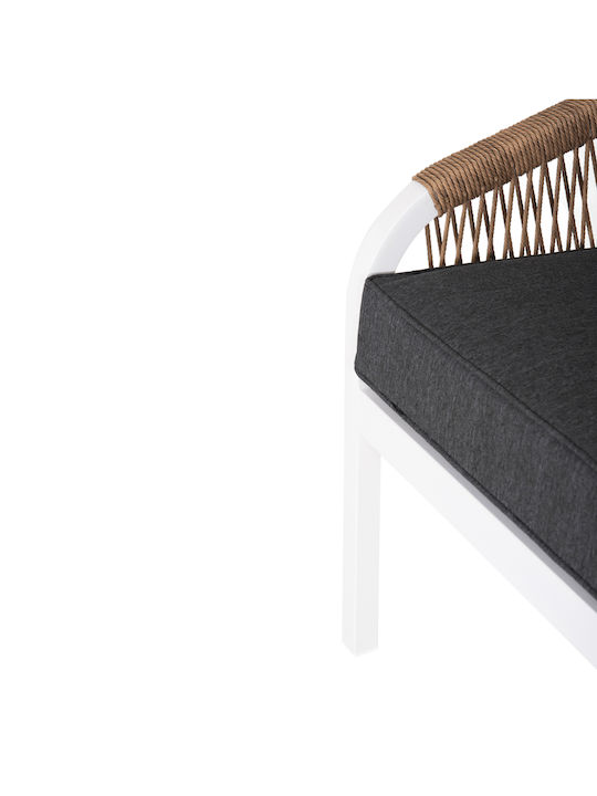 Shai Canapea cu două locuri Exterior Metalic Alb cu Perne 158x75x72cm