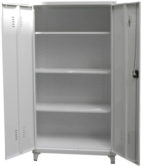 Doppelflügeliger Außenschrank 790G Metallisch Galvanisiert mit Verriegelungsfunktion mit 3 Regalen 90x45x175cm