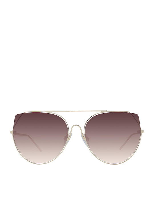 Ana Hickmann Women's Sunglasses with Gold Metal Frame and Brown Gradient Lens HI3068 04A