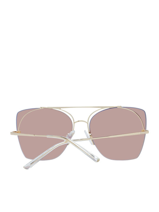 Ana Hickmann Women's Sunglasses with Gold Metal Frame and Brown Lens