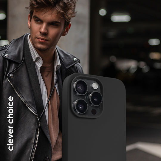 Crong Color Back Cover Σιλικόνης Μαύρο (iPhone 15 Pro)