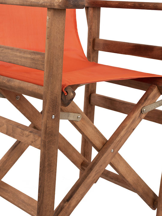 Director's Chair Wooden Walnut / Orange 1pcs 57x54x88.5cm.