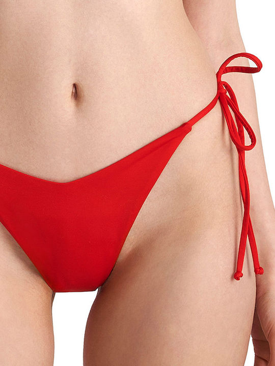 Blu4u Bikini Slip mit Schnürchen Rot