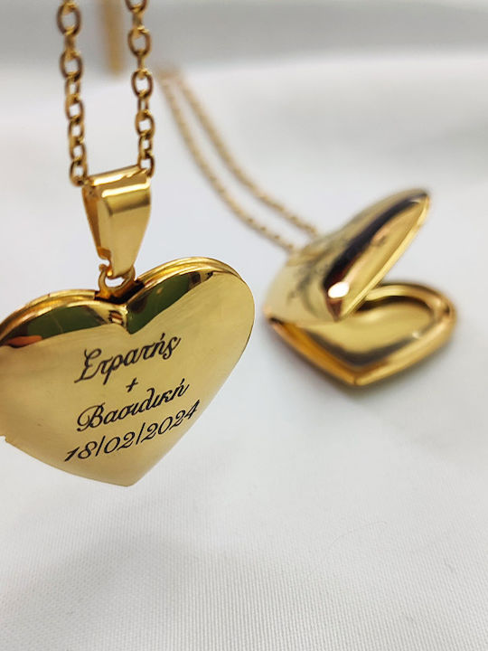 Theodora's Jewellery Колие с дизайн Сърце от Позлатено Стомана