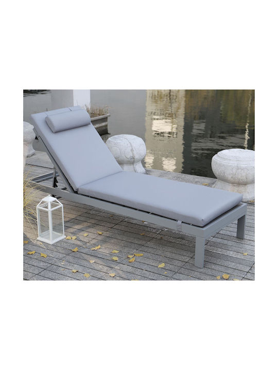 Woodwell Μαξιλάρι Ξαπλώστρας με Πλάτη Sunlounger Γκρι 60x196εκ.