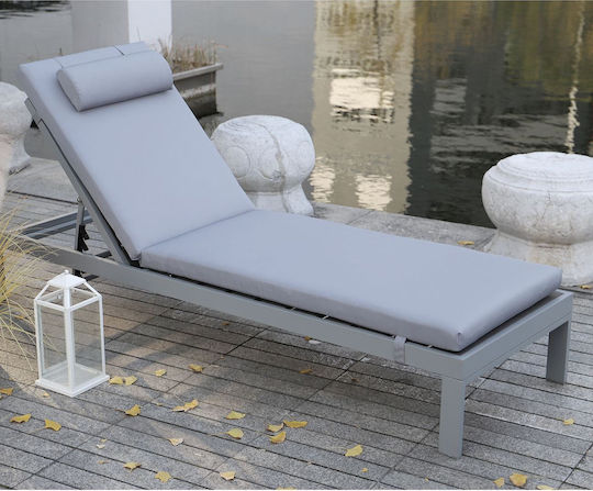 Woodwell Sunbed Cushion with Backrest Sunlounger Gray 60x196cm