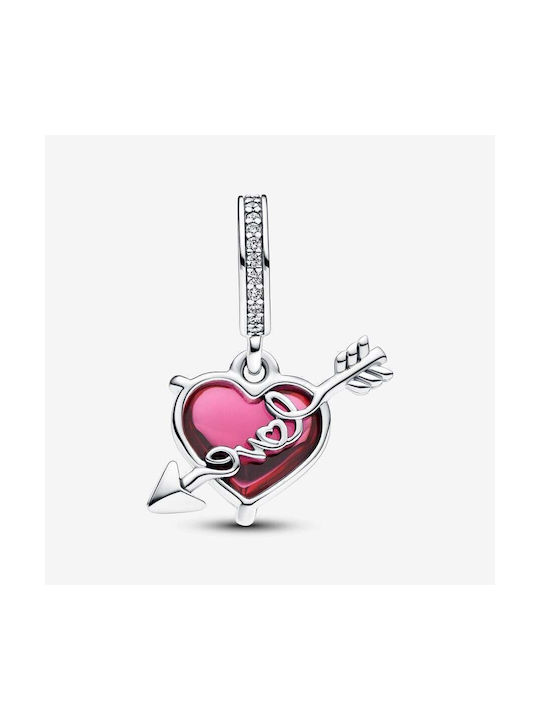 Pandora Charm with design Heart from Silver with Zircon