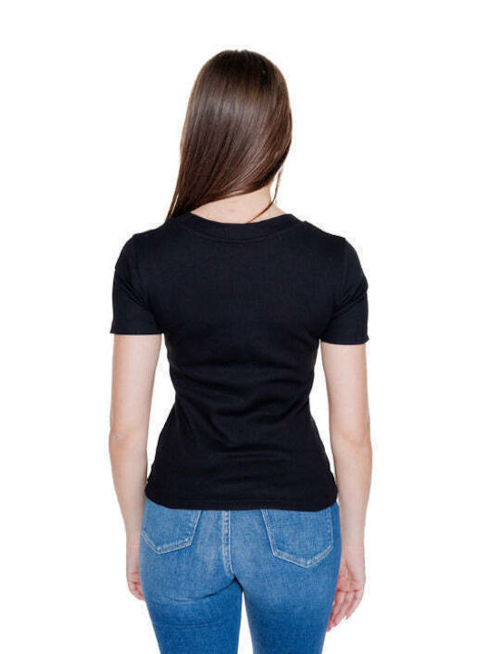 Calvin Klein Damen T-Shirt mit V-Ausschnitt Weiß