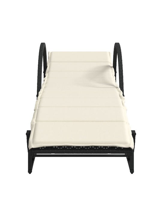Liegestuhl Rattan mit Kissen Schwarz 2Stück 199x60x42cm.