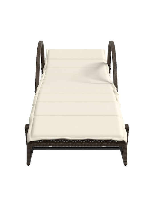 Șezlong Rattan cu Pernă Maro 2 bucăți 199x60x42cm