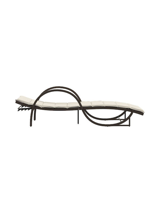Șezlong Rattan cu Pernă Maro 2 bucăți 199x60x42cm