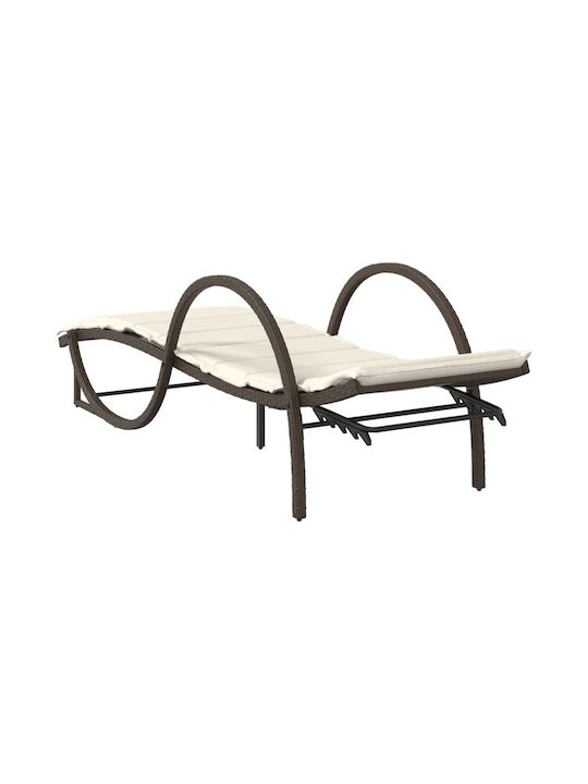 Șezlong Rattan cu Pernă Maro 2 bucăți 199x60x42cm