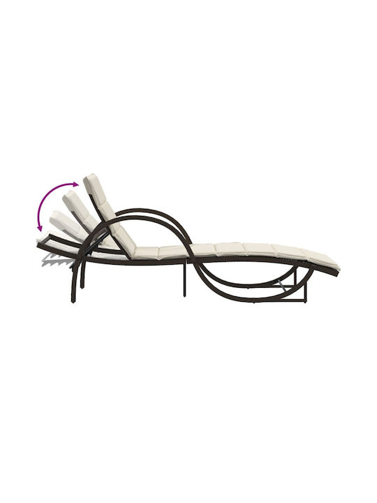Șezlong Rattan cu Pernă Maro 2 bucăți 199x60x42cm