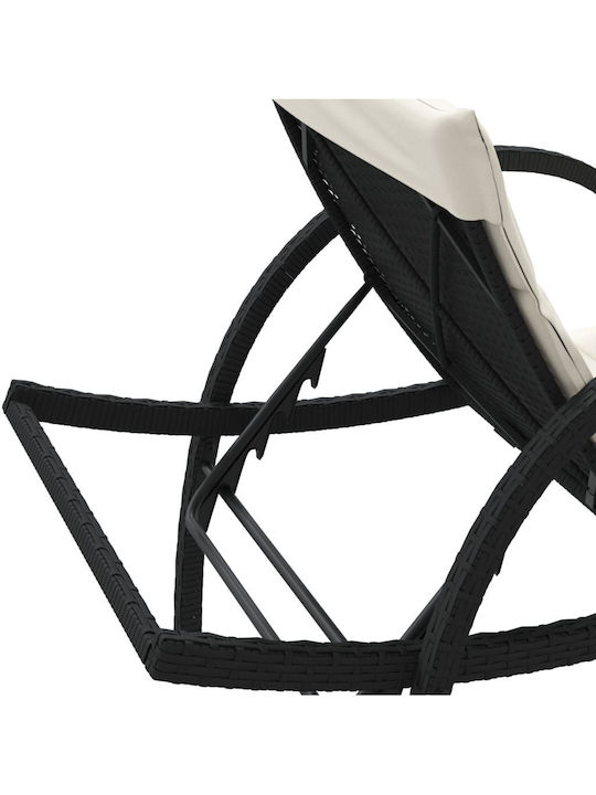 Liegestuhl Rattan mit Kissen Schwarz 2Stück 199x60x42cm.