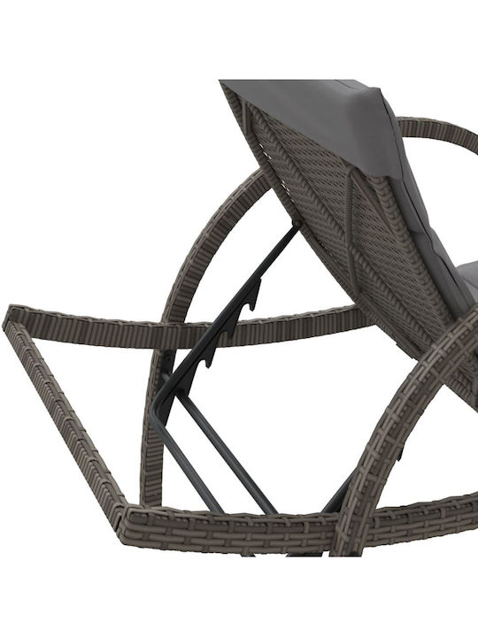 Ξαπλώστρα Rattan με Μαξιλάρι Γκρι 2τμχ 199x60x42εκ.