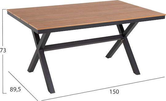 Tisch Stabil Tawnee Charcoal 150x89.5x73cm