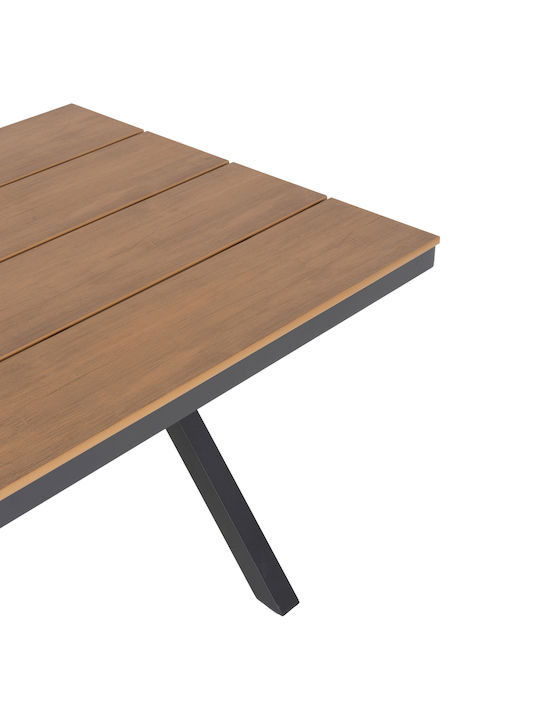 Masa pentru spații exterioare Polywood cu schelet din aluminiu Tawnee Cărbune de lemn 150x89.5x73buc