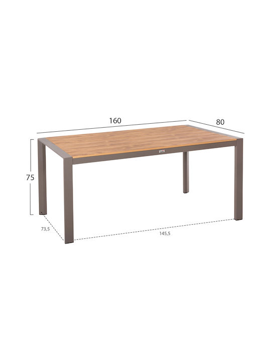Garden & Terrace Table Aluminum Goya Champagne 160x80x75cm