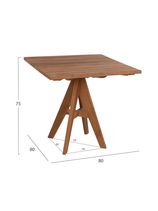 Маса за Малки Външни Пространства от Тик 80x80x75см