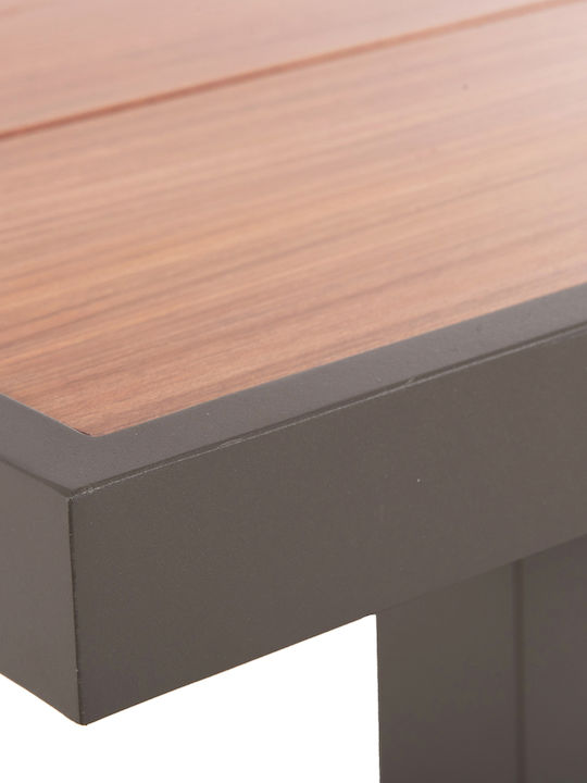 Gobar Outdoor Dinner Free Standing Table with Wood Surface and Aluminum Frame Beige 70x70x75cm