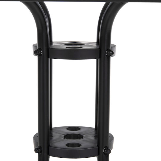 Figo Outdoor Dinner Free Standing Table with Glass Surface and Metal Frame Black 70x70x72cm
